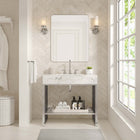 Modway - Gridiron 36" Vanette de salle de bain - Argent blanc-Trous de robinet centraux 8"