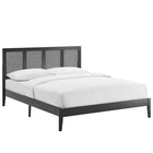 Modway - Sirocco Rotin et bois Lit de plateforme King, Noir-Assemblée requise
