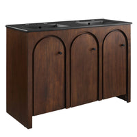 Modway - Appia Double évier 48" Vanette de salle de bain - Noir noyer-Charnières à fermeture douce