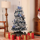 HOMCOM - Sapin de Noël artificiel illuminé de 5 pieds avec ornements bleus-Installation rapide grâce à la conception en sections 