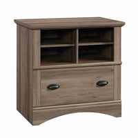 Sauder 422112 La Collection Harbor View Classeur latéral - Finition Salt Oak-Le tiroir verrouillable sur des glissières à extension complète peut contenir des fichiers suspendus de format Lettre, Légal ou A4.