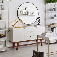 Arcus Home Decor - Miroir rond Hey Mirro de 30 po - Noir-Couleur/finition du cadre : Noir intemporel