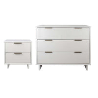 Manhattan Comfort - Granville commode et table de chevet modernes - blanc - ensemble de 2-Commode de chambre moderne-contemporaine avec une touche de glamour comprenant 1 commode et 1 table de nuit