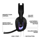 Logitech - G522 Lightspeed, casque gaming sans fil - microphone à bande passante complète - audio avancé - triple connectivité - Noir-8