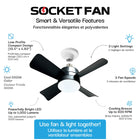 Bell+Howell - Lampe de ventilateur à douille de 15,7 po avec télécommande - Noir-Choisissez parmi plusieurs vitesses de ventilateur : élevée, moyenne ou faible