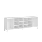 Prepac - Cabinet à chaussures d'entrée 60 po avec banc pour organisation et rangement de salle de boue avec 14 compartiments à chaussures - Blanc-Matériau durable pour une utilisation à long terme : Fabriqué à partir de bois composite laminé non toxique (conforme CARB 2) avec un support robuste en panneaux de fibres de densité moyenne pour une résistance accrue - l'armoire de rangement en bois est facile à nettoyer et respectueuse de l'environnement