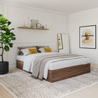 Nexera - Lit Queen 3 tiroirs, Noyer-Meubles conçus et produits au Canada à partir de panneaux de particules et de MDF certifiés CARB II/FSC.  Item expédié en 24-48 heures après réception de la commande.  Assemblage requis