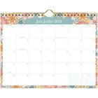 Mead - Calendrier mural Caprice floral 2024-2025 - 11 po x 8 1/2 po - bilingue-Le motif floral coloré orne chaque mois. 