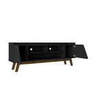 Manhattan Comfort - Meuble TV Marcus 62,99 po style Mid-Century Modern - Noir Mat-Comprend 5 étagères fixes