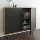 Nexera - Console de rangement 2 portes Slim, Muscade et gris charbon-6