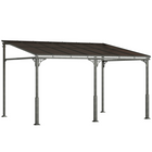 Outsunny - tonnelle adossée 13 pi l x 10 pi L - pergola extérieure murale à toit rigide-La conception adossée assure la fixation au mur et au sol pour une utilisation optimale de l’espace