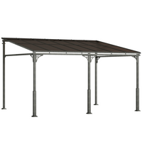 Outsunny - tonnelle adossée 13 pi l x 10 pi L - pergola extérieure murale à toit rigide-La conception adossée assure la fixation au mur et au sol pour une utilisation optimale de l’espace