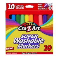 Cra-Z-Art - Marqueurs classiques lavables Broadline - Paquet de 10-L'ensemble de marqueurs à pointe large lavables classiques Cra-Z-Art 10ct est disponible en dix couleurs vives, inspirant l'imagination et la créativité dans chaque boîte