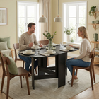 HOMCOM - Table à manger ovale pliante avec abattants gain de place pour 4-6 personnes - noir-La longueur ajustable permet de créer de l’espace pour des activités comme les devoirs, les loisirs créatifs ou les jeux 