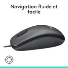 Logitech M100 Souris USB Filaire Ambidextre - Gris-Passez à la Souris Sans Fil Silent M330 de Logitech : La liberté du sans fil et un confort amélioré avec la souris M330, avec forme sculptée et prises en caoutchouc et clics silencieux