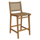 Modway - Rowe Terrasse extérieure Bois de teck Chaises de comptoir Ensemble de 2 - Naturel-Glissières de plancher