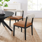 Modway - Kai Boucle et cuir végan Chaise à manger Ensemble de 2 - Noir Tan Perle-Siège en cuir synthétique