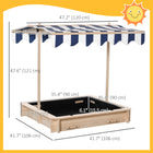 Outsunny - Bac à sable carré couvert pour enfants avec couvercle et auvent réglable - 106 x 106 cm - Naturel-Équipé d'un dossier peut assurer la sécurité et empêcher de tomber en arrière pendant qu'ils jouent 