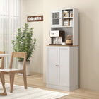 HOMCOM - Armoire de cuisine autoportante 66,5 po avec vaisselier - blanc-Portes vitrées encadrées gardant la visibilité sur les objets et enrichissant l’aspect élégant 