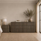 Manhattan Comfort - Clive 72" Commode double à 6 tiroirs style mid-century modern - Noyer brun et or-9