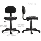 HOMCOM - Chaise de bureau pivotante sans accoudoirs à hauteur réglable avec roulettes - noir-Hauteur d’assise réglable pour s’adapter à diverses hauteurs de bureau