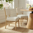 Modway - Mauden Mélange de lin Fauteuil d’appoint de salle à manger Ensemble de 2 - Flocons d’avoine rayés-Coussin de dossier amovible