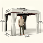 Outsunny - Pavillon de patio extérieur 10 pi l x 10 pi L avec parois latérales - blanc crème-La structure en aluminium et acier, revêtue de poudre et résistante à la rouille, est solide et robuste
