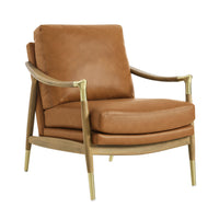Modway - Langford Cuir végane Fauteuil d’accent - Noyer Tan-Chaise d’accent polyvalente