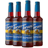 Torani - Sirop framboise sans sucre -750 mL - paquet de 4-Plus que simple café : Parfait pour les lattes, les frappes, les sodas artisanaux, les limonades, les thés, les milkshakes, les desserts et autres boissons mélangées congelées