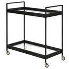 Hudson&Canal - Chariot-bar Cooper 33" de largeur - Bronze noirci-Comprend des étagères en verre transparent