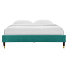 Modway - Harlow Performance Velvet Cadre complet de plate-forme, Sarcelle-Poutre centrale renforcée et jambes de soutien