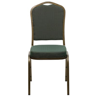 Flash Furniture – Chaise banquet empilable à haut dossier, siège en tissu vert 2,5 po, armature dorée (FDC01GV0640)-Chaise de banquet multi-usages