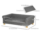 PawHut - Canapé moderne pour animaux, chat ou grand lit moyen avec coussin de siège amovible - gris foncé-Matériau : faux lin, éponge, pied en bouleau 