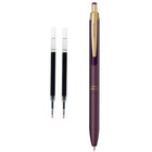 Zebra - Stylos à encre gel rétractables Sarasa Grand avec 2 recharges - pointe de 0,5 mm - Corps violet bordeaux - Encre noire-Clip pratique et facile à pousser