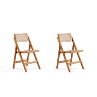 Manhattan Comfort - Lot de 2 chaises pliantes de salle à manger Pullman 46 cm style industriel chic - Nature-Moderne - Chaise de salle à manger pliante en rotin au style industriel chic, parfaite pour la salle à manger, lot de 2
