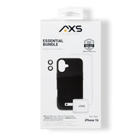 AXS - Ensemble Essentiel - étui PROTech Plus testé contre les chutes, protecteur d’écran et chargeur 30W pour iPhone 16 - Noir-PROTech Plus - Résistant aux chutes jusqu’a 10 pieds