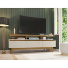 Manhattan Comfort - Meuble TV Yonkers 70,86 po style Mid-Century Modern - Blanc cassé et Cannelle-Recommandé pour un téléviseur jusqu'à 65 pouces