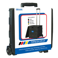 BAZIC Products - Chariot pliant sur roues avec couvercle, 16 po x 18 po x 15 po, Noir/Gris-Taille : 16  pox18 po 15  po(une fois déployé) ; 18  pox18 po x4 » (une fois plié)