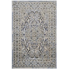 Modway - Elqenna Turc floral vintage orné Tapis de 5 pi l x 8 pi L - Bleu et crème-Tissage texturé à poil bas et doux