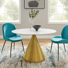 Modway - Tupelo Ovale de 48 po Table à manger, Or Blanc-Plateau en MDF