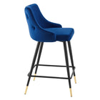 Modway - Adorn Performance Velvet Tabouret de comptoir - Marine-Jambes noires effilées