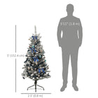 HOMCOM - Sapin de Noël artificiel illuminé de 5 pieds avec ornements bleus-Les branches intégrées imitent l'aspect d'un véritable arbre 