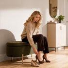 HOMCOM - Banc ottoman de chambre rembourré à canaux - vert foncé-Garnissage en mousse haute densité assurant une assise confortable 