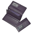 Club Rochelier - Portefeuille pochette pour femme avec chéquier et soufflet - Prune-7 poches fendues