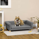 PawHut - Canapé moderne pour animaux, chat ou grand lit moyen avec coussin de siège amovible - gris foncé-Accoudoirs larges, offrant une plateforme pour que les animaux de compagnie puissent se reposer et jouer 