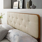 Modway - Collins Touffe Tissu et bois Tête de lit complète, Noyer beige-Hévéa et MDF