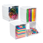Deflecto - Organisateur de rangement emboîtable basculant  - blanc - paquet de 4-9