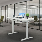 Motionwise - Bureau de la série M2 48 x 24, Motionwise - Bureau électrique assis-debout avec double moteurs et tiroir coulissant - Blanc-Plateau en bois durable de 1 po : Fabriqué en bois (panneau de particules) avec une épaisseur de 1 po, garantissant une durabilité à long terme et une esthétique élégante pour votre espace de travail.