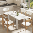 HOMCOM - Table à manger rectangulaire moderne extensible 55-71 po pour 6-8 personnes - blanc-Les pieds de table avec patins de protection évitent les rayures au sol et ajoutent de la stabilité 