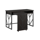 Thomasville - Bureau Azuria de 48 po de largeur avec rallonge coulissante et centre d’alimentation, espresso-Cadre et pieds robustes gris métallique avec panneau décoratif assorti